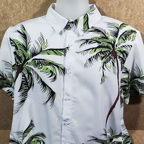 Vacation Palm Short Sleeve Button Up Shirt Mens Large #1 - Picture 1 of 6